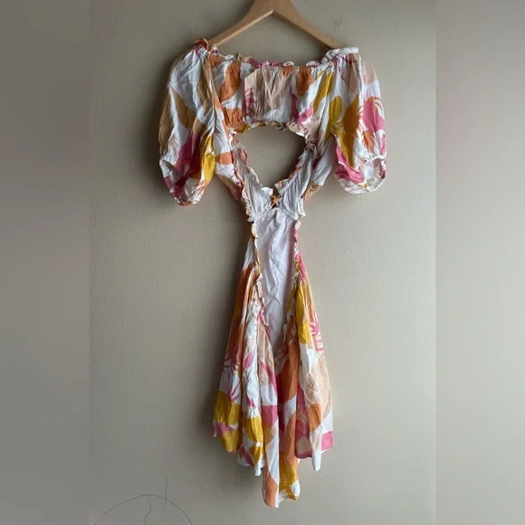 Sabo Skirt Dress Back Open Orange Pink White Small - Picture 4 of 7